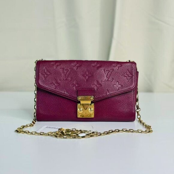 Louis Vuitton Burgundy Empreinte Leather Crossbody Bag with Gold Hardware - Picture 1 of 9